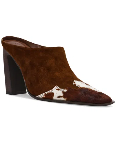 Steve Madden Women's Houston High-heel Snip-toe Western Mule Pumps In Brown