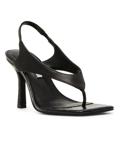 Steve Madden Women's Improv Thong High-heel Dress Sandals In Black