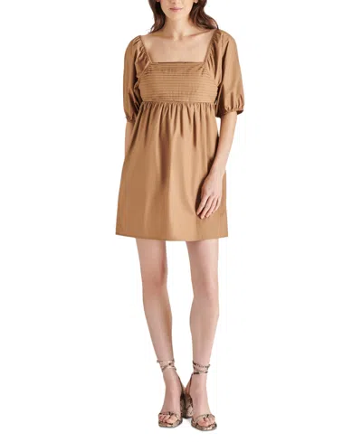 Steve Madden Women's Inara Square-neck Puff-sleeve Mini Dress In Toast