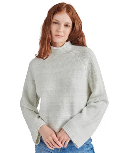 Steve Madden Women's Indie Metallic Mock-neck Sweater In Whisper White
