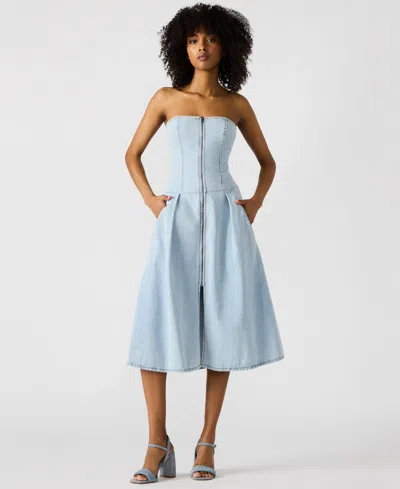 Steve Madden Women's Isla Strapless Denim Midi Dress