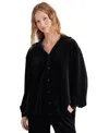 Steve Madden Women's Jaelynn Velvet Fold-collar Blouse In Black
