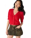 Steve Madden Janae Short Sleeve Cotton Blend Cardigan In Red