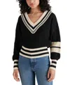 Steve Madden Jen Stripe Trim Sweater In Black