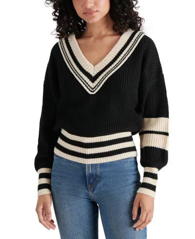 STEVE MADDEN WOMEN'S JEN V-NECK TIPPING-DETAIL SWEATER