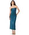 Steve Madden Jessamine Strapless Stretch Satin Dress In Blue