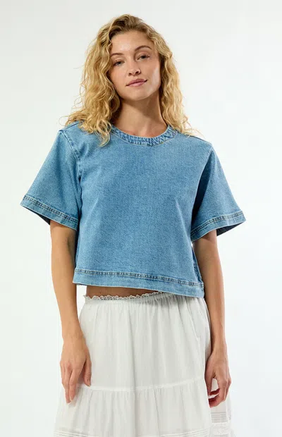 Steve Madden Women's Jesse Jean Short Sleeve Top In Blue