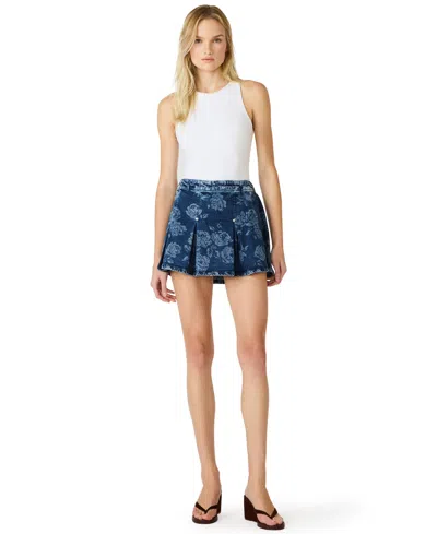 Steve Madden Women's Joan Floral Print Pull-on Skirt In Blue