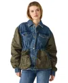 Steve Madden Joie Mixed Media Jacket In Blue