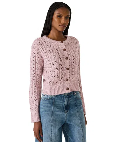 Steve Madden Women's Jordyn Crewneck Cardigan In Pink