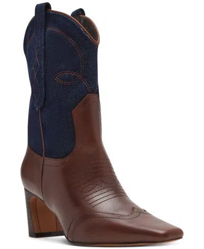 Steve Madden Women's Josefine Blade Heel Western Dress Booties In Denim Multi
