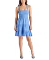 Steve Madden Kahina Smocked Tiered Cotton Sundress In Azure Blue