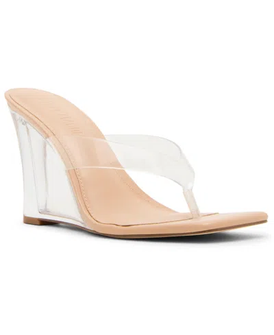 Steve Madden Women's Katrine Wedge Thong Sandals In Transparent