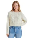 Steve Madden Women's Kessie Cable Knit Tie Back Sweater In Whisper White