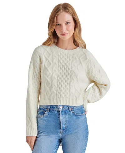 Steve Madden Women's Kessie Cable Knit Tie Back Sweater In Whisper White