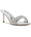 Steve Madden Kieran Womens Rhinestone Faux Leather Slide In Silver Rhinestone