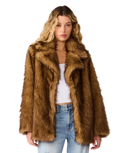 Steve Madden Women's Kindra Insulated Faux Fur Coat In Brown
