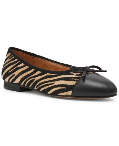 Steve Madden Women's Kit Cap-toe Leather Ballet Flats In Black