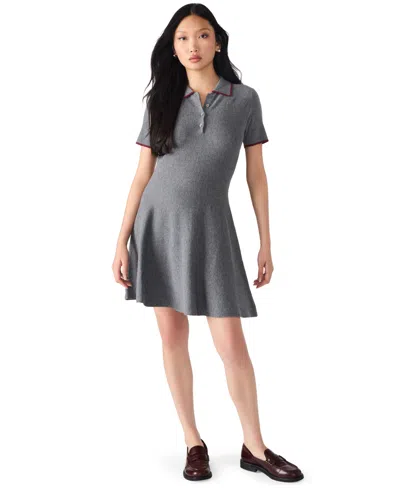 Steve Madden Women's Kristin Short Sleeve Sweater Dress In Gray