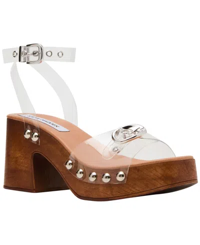 Steve Madden Women's Kruise Wooden Platform Sandals In Transparent