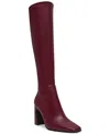 Steve Madden Women's Lamarca Wide-calf Knee-high Block-heel Stretch Dress Boots In Burgundy