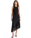 Steve Madden Laney Asymmetric Mesh Dress In Black