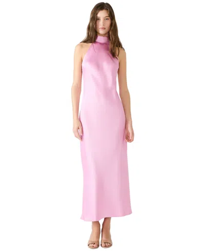 Steve Madden Lara Satin Bias Cut Maxi Dress In Pink