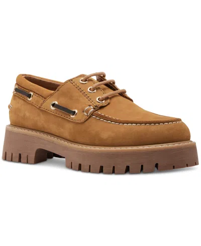 Steve Madden Women's Lavine Lug-sole Boat Shoes In Tan Nubuck