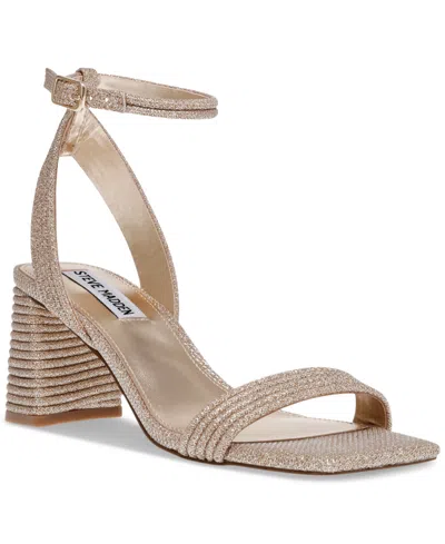Steve Madden Women's Lavnish Block-heel Sandals In Gold Glitter Mesh