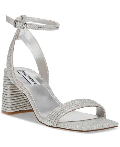 Steve Madden Women's Lavnish Block-heel Sandals In Silver Glitter Mesh