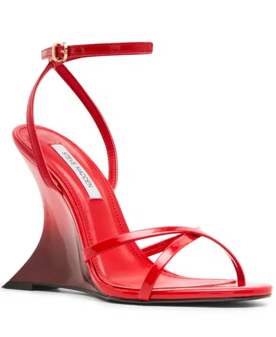 Steve Madden Layers Ankle Strap Wedge Sandal In Red
