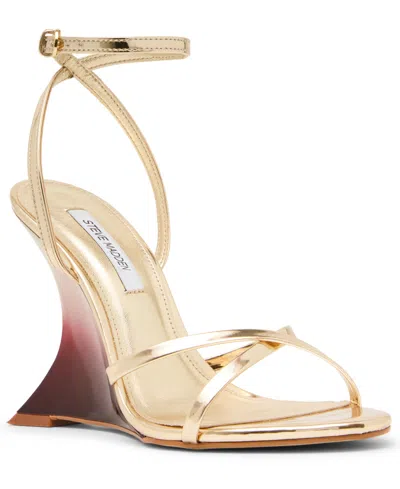 Steve Madden Women's Layers Strappy Almond Toe Wedge Sandals In Neutral
