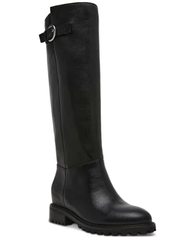 Steve Madden Women's Leary Wide-calf Tall Boots In Black Leather