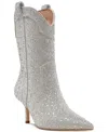 Steve Madden Leigha Pointed Toe Western Boot In Silver Rhinestone