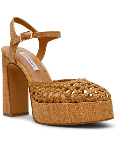 Steve Madden Women's Lexie Woven Adjustable Strap Platform Sandals In Brown