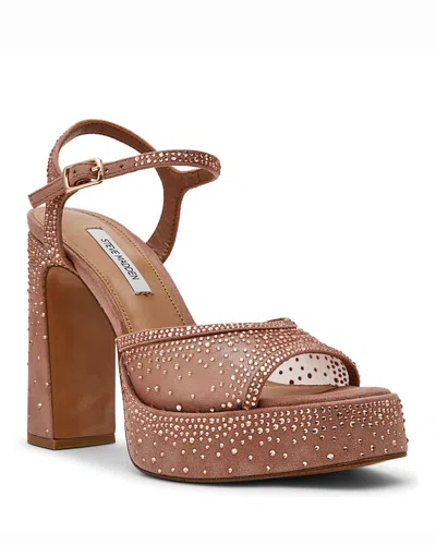 Steve Madden Women's Liandra Rhinestone Platform Sandals In Brown
