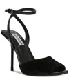 Steve Madden Lilac Ankle Strap Sandal In Black Velvet,black Patent