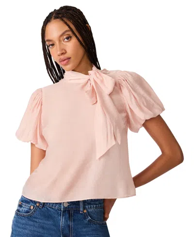 Steve Madden Women's Lolanie Pussybow Short-sleeve Top In Pink
