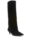 Steve Madden Womens Luca Slouchy Kitten Heel Dress Boots Regular Wide Calf In Black