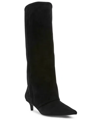 STEVE MADDEN WOMEN'S LUCA WIDE-CALF SLOUCHY KITTEN-HEEL DRESS BOOTS