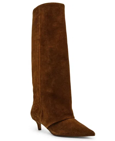 STEVE MADDEN WOMEN'S LUCA WIDE-CALF SLOUCHY KITTEN-HEEL DRESS BOOTS