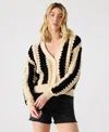 Steve Madden Women's Lucas Striped Knit Button-front Cardigan In Black