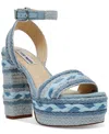 Steve Madden Women's Luccie Platform Raffia Dress Sandals In Baby Blue Jute