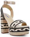 Steve Madden Women's Luccie Platform Raffia Dress Sandals In Black Multi Jute