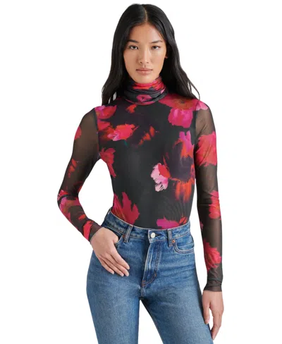 Steve Madden Women's Luella Floral-print Mesh Bodysuit In Pink Multi