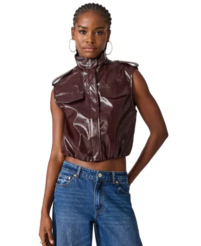 Steve Madden Luxie Faux Leather Vest In Brown