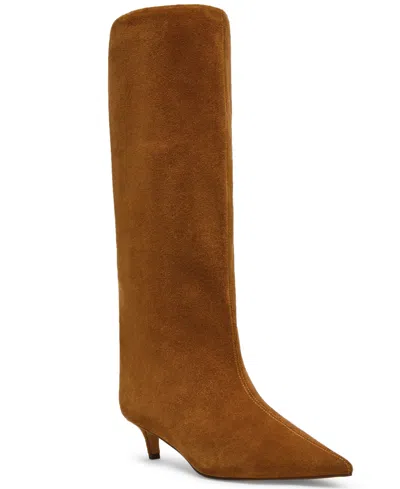 Steve Madden Women's Lychee Kitten-heel Stovepipe Knee-high Dress Boots In Brown