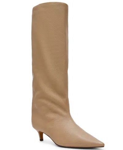 Steve Madden Women's Lychee Kitten-heel Stovepipe Knee-high Dress Boots In Nude