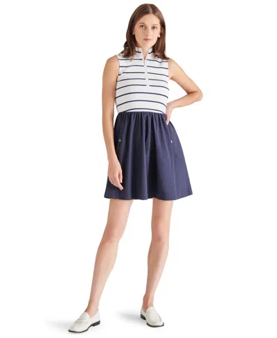 Steve Madden Women's Lyon Striped Fit & Flare Mini Dress In Navy Stripe