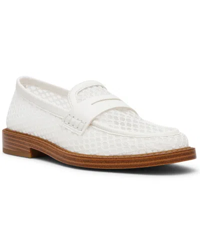 Steve Madden Women's Madison Mesh Block Heel Loafer In White